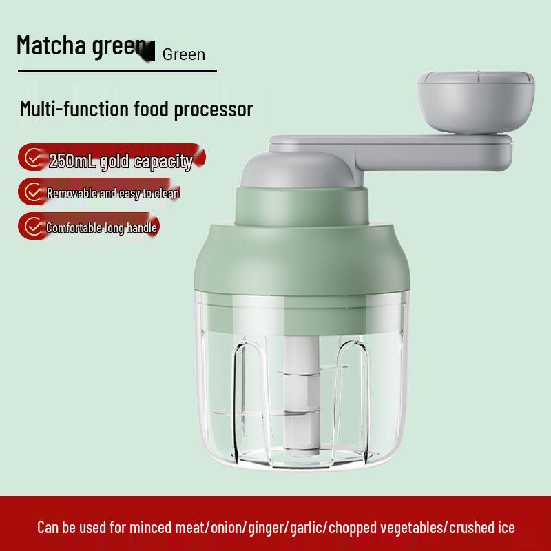 Manual Pull-Crank Garlic Press & Mincer: Compact Handheld Grinder & Chopper
