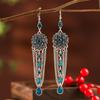 Bohemian Ethnisch Lang Blau Acryl Kristall Wassertropfen Ohrringe für Damen Retro Temperament Geometrisch Hängende Ohrringe Schmuck