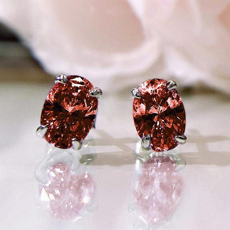 

Huitan Simple Stud Earrings with Oval CZ for Girls Daily Wear Ear Accessories Teens Low-key Women s Earrings Statement Zircon