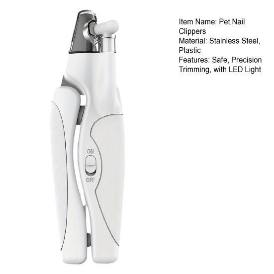 LED Işıklı Evcil Hayvan Tırnak Makası Şarj Edilebilir Kedi Tırnağı Düzeltici Paslanmaz Çelik Bıçak Tutuculu Tırnak Makası Köpekler Kediler Bakımı İçin Tırnak Dosyası