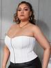 Rose Beauty A Plus Überbrustkorsett mit Haken- und Ösen-Vorderseite, Schnürung, offener Rücken, Bustier, Body Shaper, Clubwear, bauchfreies Tube-Top