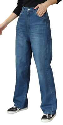 Captain Kay Denim Straight Wide Leg Straight Wide Leg Langgröße M High-Rise Hose, High-Waisted Jeans, Jeans, Denim, Hose, Bootcut, Blau,