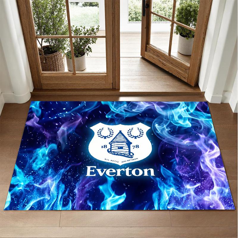 Everton Football Design Crystal Velvet Rug Soft Decorative Mat for Bedroom Entrance