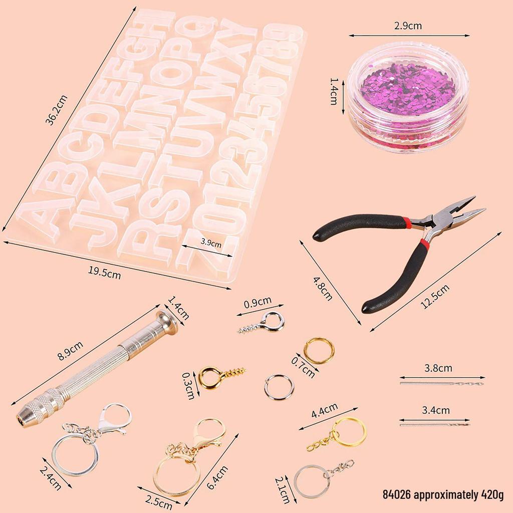 DIY Epoxy Resin Crystal Letter Silicone Set for Key Pendant Crafting