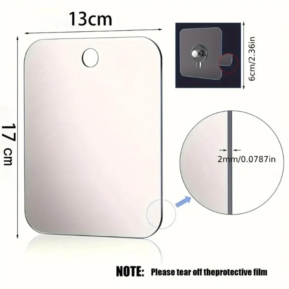 Bathroom Anti Fog Mirror Fogless Acrylic Shower Mirror with Wall Hook Portable Vanity Mirror for Men Shaving Women Makeup Travel