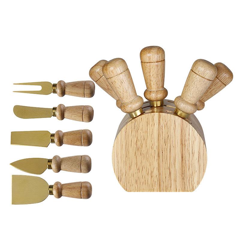 

Лопатка для сыра и масла из нержавеющей стали, 5 резиновых деревянных ножей, подарочные наборы, кухонные принадлежности, столовые приборы