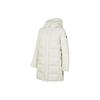 Solid Color Woven Lightweight Warm Hooded Mid-Length Jacket Down Coat Women Jackets Tofu-White P423W085-0211