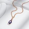 Sparkling Purple Oval Natural Zircon Pendant Necklace For Women  Rose Gold Color Pendant Vintage Party Daily Jewelry