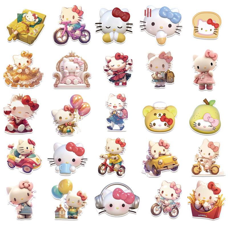 50 Pezzi Hello Kitty Gatto Anime Cartone Animato Graffiti Adesivi Telefono Chitarra Laptop Notebook Valigia Tazza Impermeabile Adesivi Decalcomanie Giocattoli