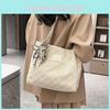 Chic Street Style Retro Canvas Tote Bag For Women With Zipper Closure And Inner Pockets