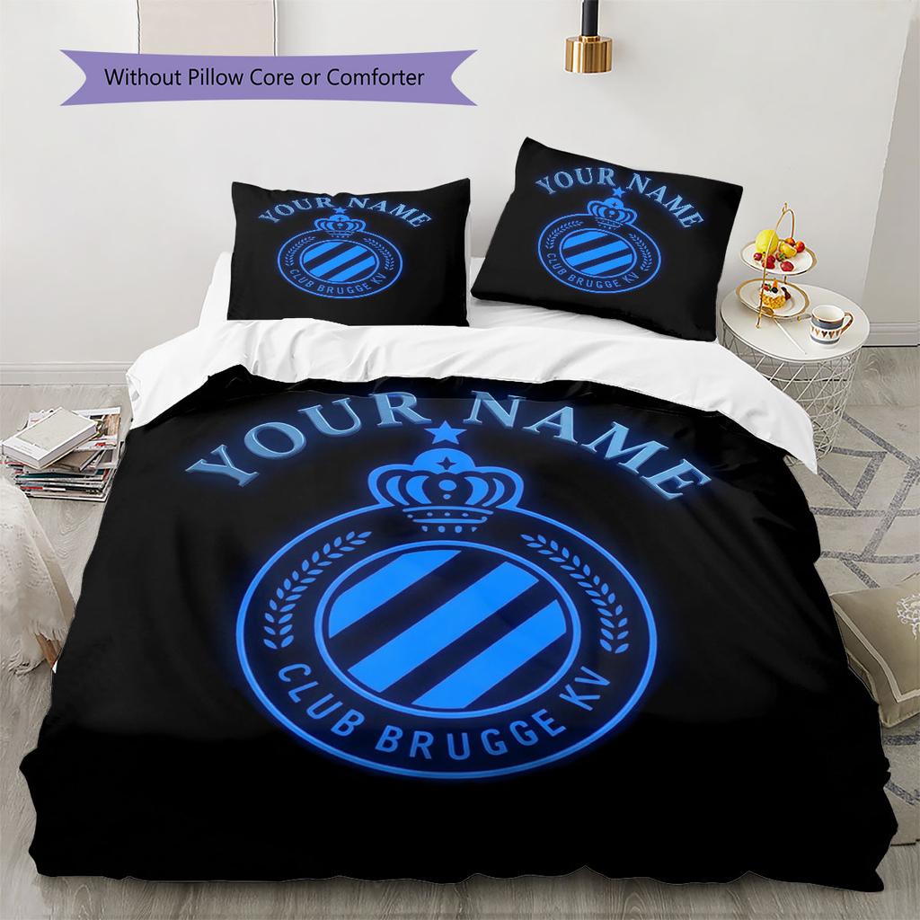 Club Brugge KV Custom Name Pattern Bedding,Quilt Set Quilt Cover Pillowcase Home Birthday Gift(1 * Duvet Cover + 2 * Pillowcase, Without Core)