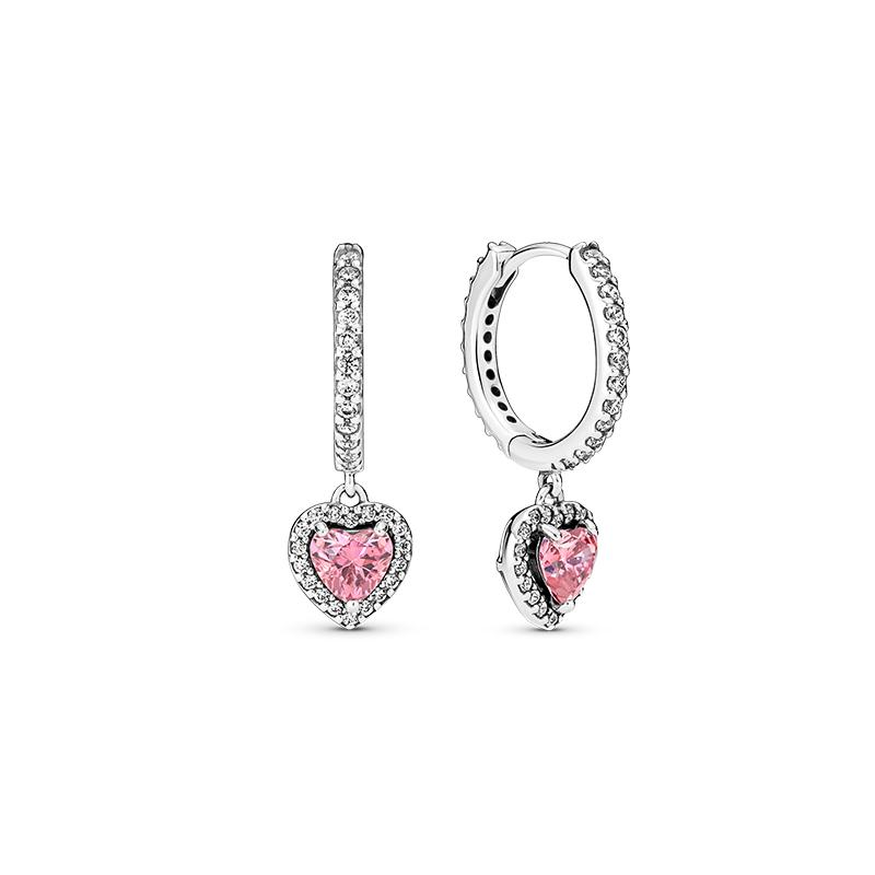 Pandora Eternal Heart Pink Love Earrings 925 Silver Earrings for Women 291445C01