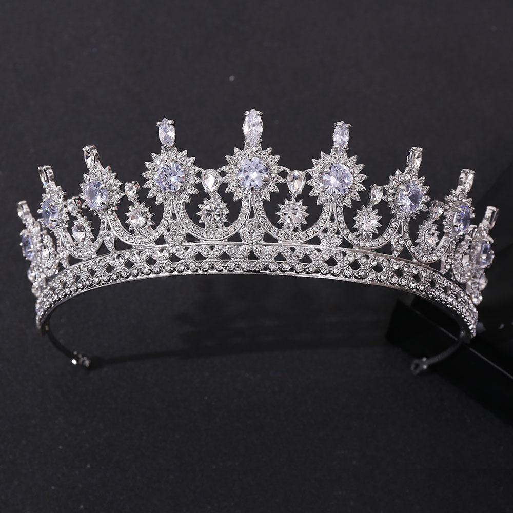 Crystal Zirconia Tiara - Luxury Wedding Crown for Bride Queen Princess