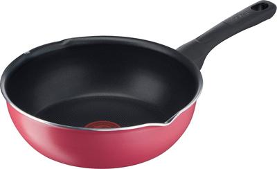 Tefal Fritura Profunda com For Gas Fire Livre de Substâncias Nocivas como Red Multi Red B55975 Stir-Fry Pot, 22cm, Panela, Bico, Somente, PFOA, Antiaderente,