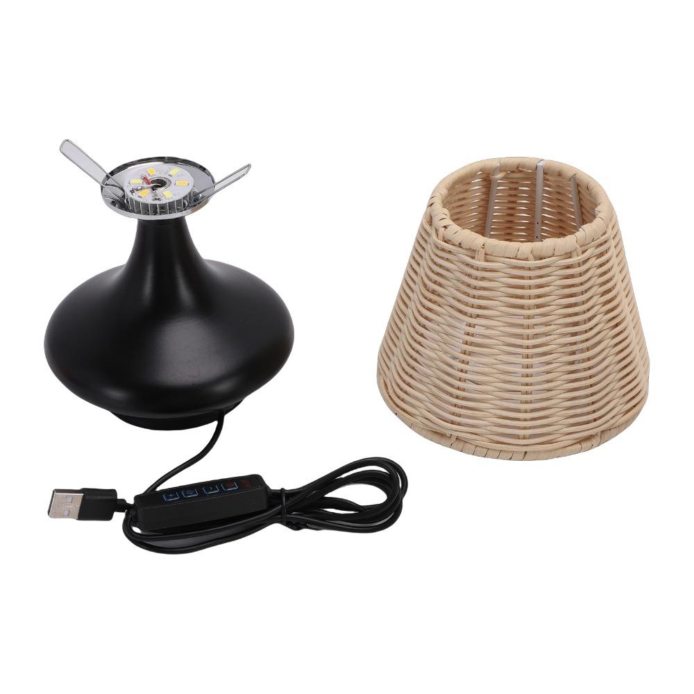 Bambusoidea Woven Rattan Table Lamp Handmade Wicker Nightstand Lamp  Living Room