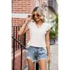 2026 Summer New Women's V-neck T-shirt with Hollow Out Short Sleeves Casual Top