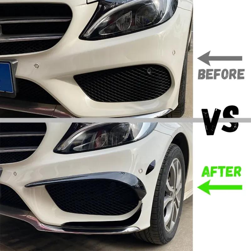 For Mercedes Benz C Class W205 C180 C200 C260 C300 2015 2016 2017 2018 Front Bumper Lip Spoiler Splitters Canards