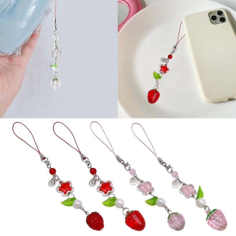 Lovely Strawberry Keychain Strawberry Phone Pendant Unique Bag Charm Sweet Phone Chain Perfect Gift for Fashion Lover