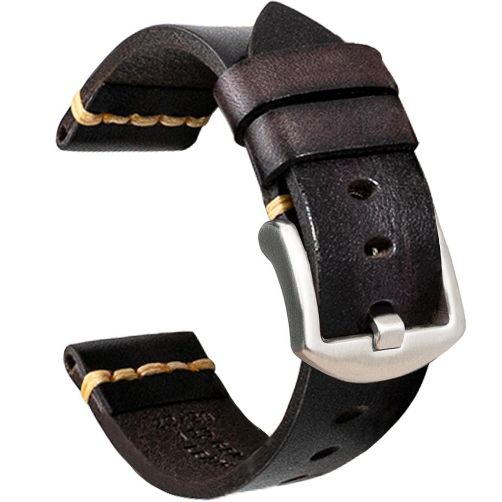 Curved Retro First-Layer Cowhide Smartwatch With Accessories Handmade Leather 20 22 24Mm Men'S Genuine Leather Strap