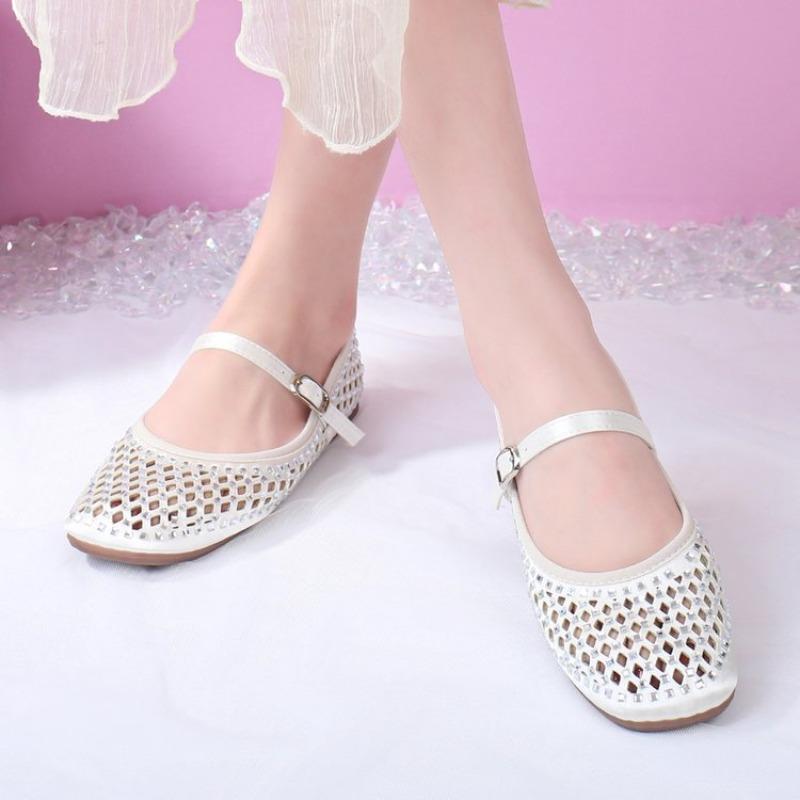 Women's Flats Summer Breathable Single Shoes Hollow Out Mesh Sandal Fashion Ballet Flats Mary Jane Shoes for Women Zapatos Mujer