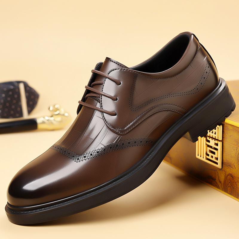 Zapatos Formales de Banquete para Hombre Estilo Británico Retro Zapatos Brogue Clásicos Marrones para Hombre Versátiles Zapatos de Negocios de Cuero de Alta Gama