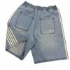 Summer New Casual Denim Shorts Y2K Side Striped Pattern Shorts Men Street Retro Harajuku Hip Hop Loose High Waist Sports Shorts