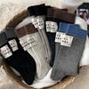 European Color-Blocked Heel Cloth Label Socks, Women'S Idea Yarn, Coarse Needle Socks, Personality Trendy Socks, Pile Socks