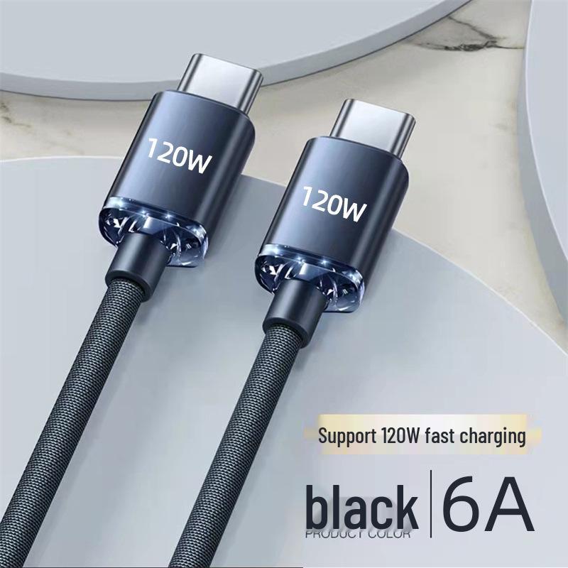 Jingyao 120W Dual Type-C 6A Cable: Super Fast Charging for Apple 15/16 & Huawei.