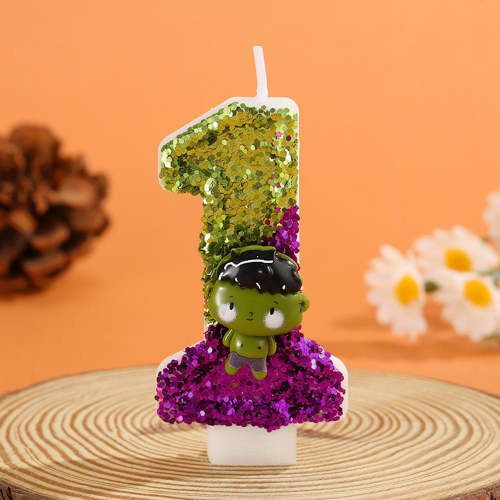 Hulk Cartoon Birthday Candle - Hero Theme Party Decoration