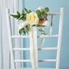 Pretty Silk Flower Wedding Chair Back Flower Nordic Style Rustic Aisle Chair Artificial Flower Wedding Party Decoration Flower