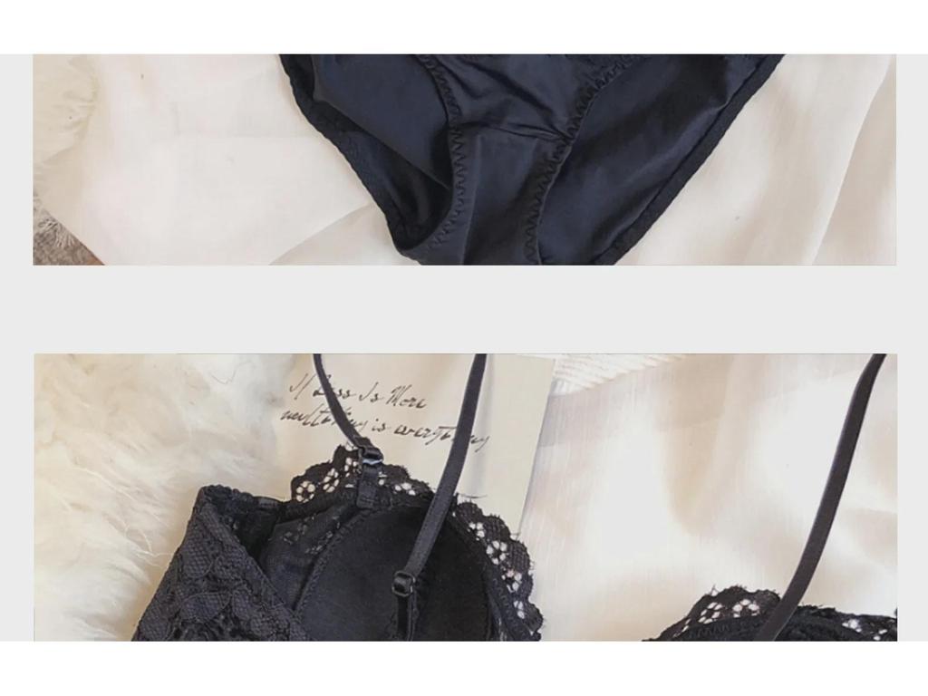 French Lace Embroidered Underwear Set: Soft Half-Cup Bra with Underwire & Cotton, Perfect for All Bust Sizes