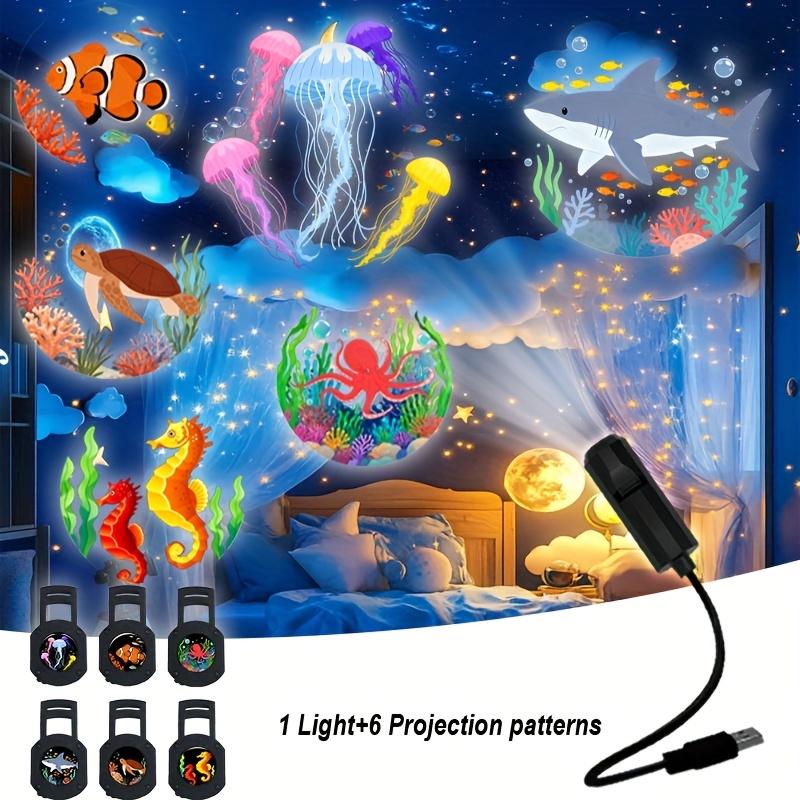 LED USB Projektorlicht 3/6 Stück Projektionsmuster - Verstellbar Wal Schmetterling Qual Seestern Nachtlicht Festival Geschenk
