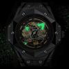 QINGXIYA Black Automatic Watch Skeleton Hollow Mens Wristwatches Quality Silicone Waterproof Luminous Hands Military Watches