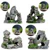 Lebendige Aquarium Felsdekoration Fischtank Harz Berglandschaft Stein Ornament Fischversteckhöhle Steindekor mit Moos