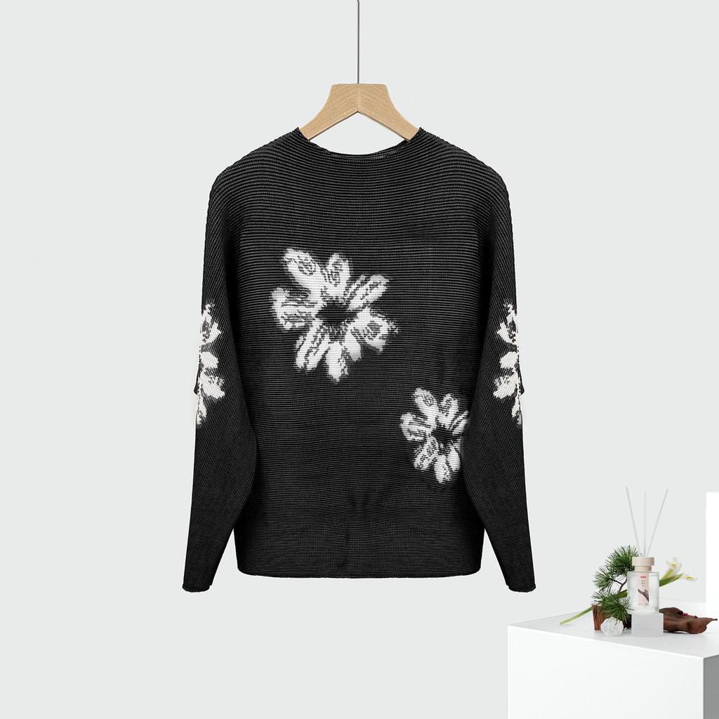 Women's High-End 2025 Printed Batwing Sleeve Plus Size Miyake Top