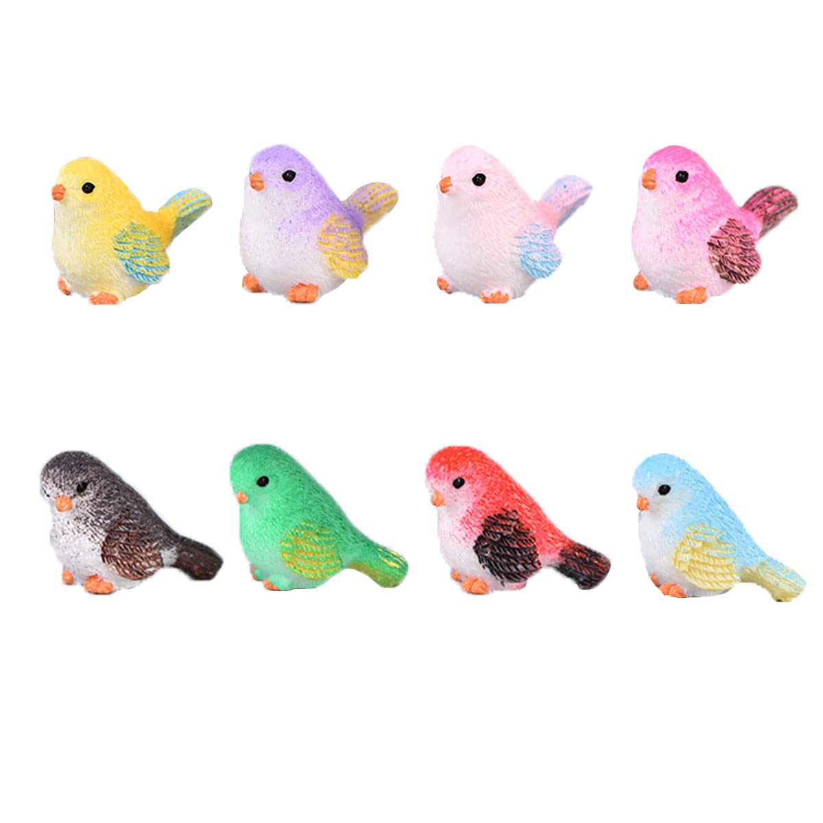 8pcs Cute Mini Bird Decorative Figurines,Miniature Bird Figurines,Simulation Bird Figures for Fairy Garden