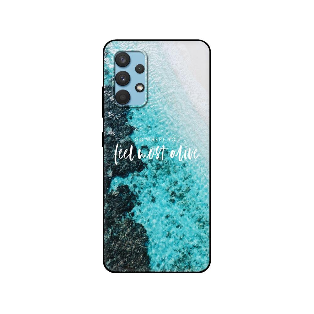 Czarny pokrowiec tpu do Samsunga Galaxy A12 A22 A32 A42 A52 A72 4g 5g S21 PLUS ultra tylna obudowa podróż góra morze plaża cytaty
