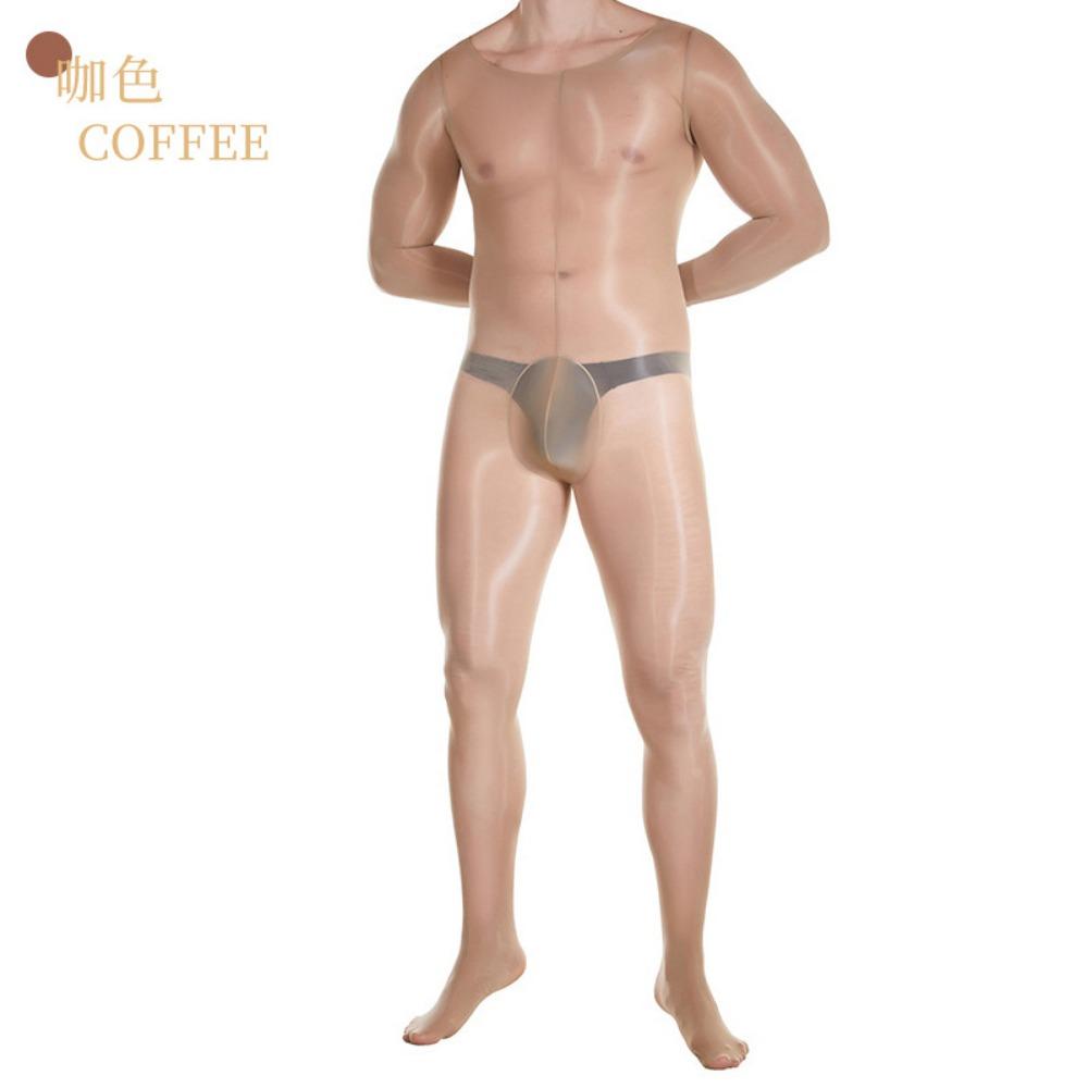 Qing Homer Oil Men's One-piece Stockings Bright Ultra-thin Sexy Jj Set Masturbation Plane Sex Bare Legs Tights