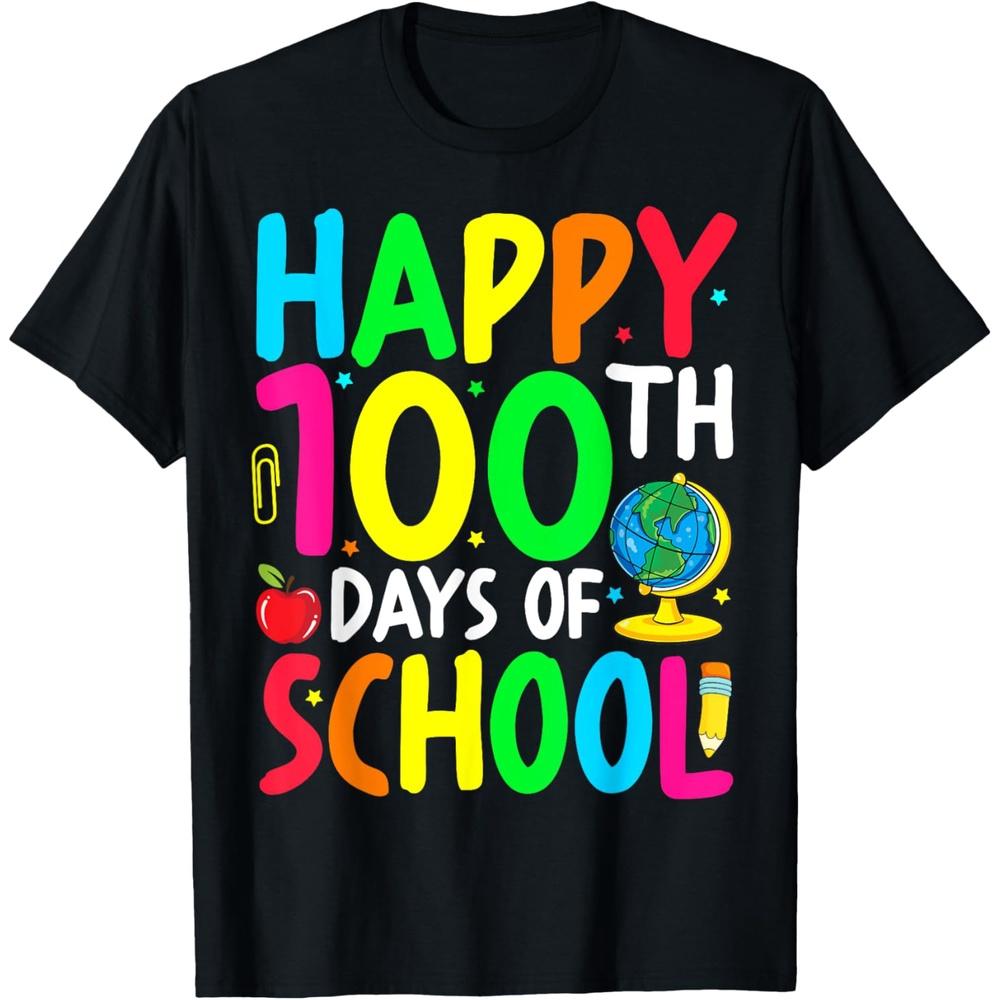 Happy 100th Day of School 100 Days of School Teacher Student Cotton Men T Shirt M чёрный