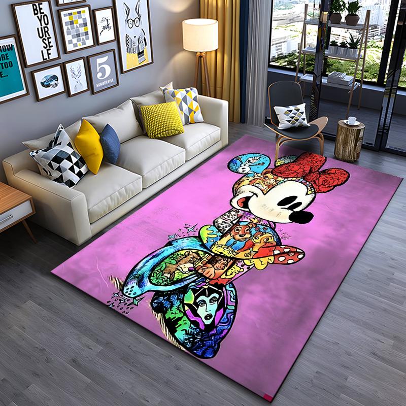 Best Seller Mickey Minnie Theme Cartoon Rug Bedroom Living Room Anime Carpets for Boys Girl Room Floor Mat Decor Non-Slip Rug
