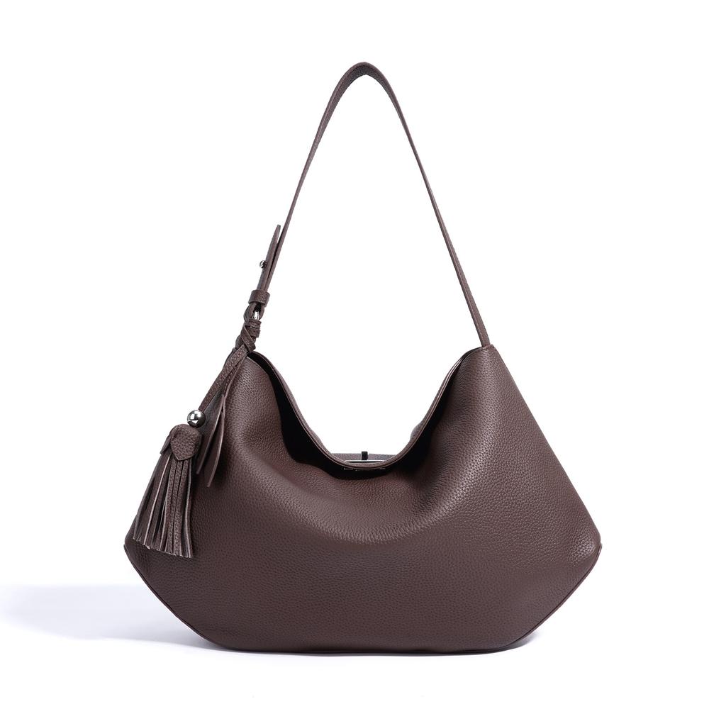 2026 New Genuine Cowhide Tote Bag Large Capacity Shoulder Bag for Women Stylish Axillary Bag