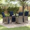 vidaXL 5-piece Garden Dining Set with Grey Poly Rattan Cushions 3379600