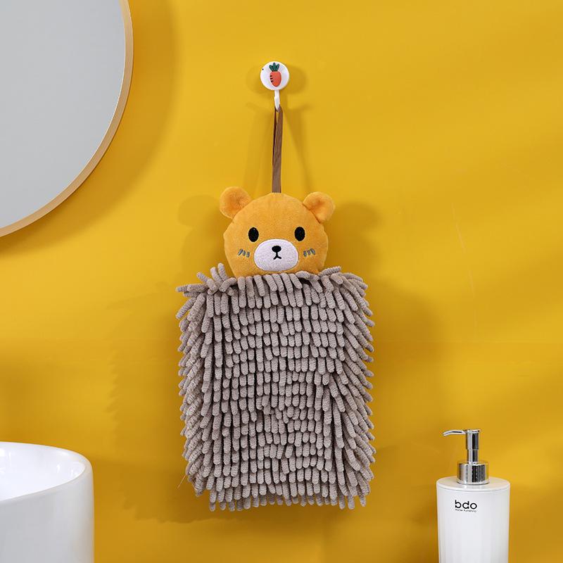 Chenille Cartoon Quick-Dry Hangable Hand Towel for Kitchen & Bathroom