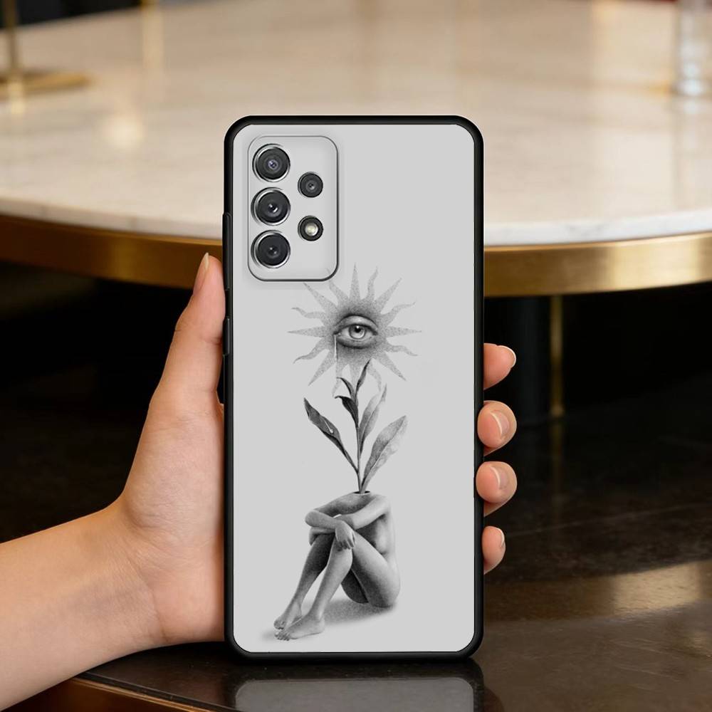 S-Surreal F-Figure A-Art Phone Case For Samsung Galaxy A73,A72,A71,A70,A53,A52,A51,Soft Silicone Black Cover