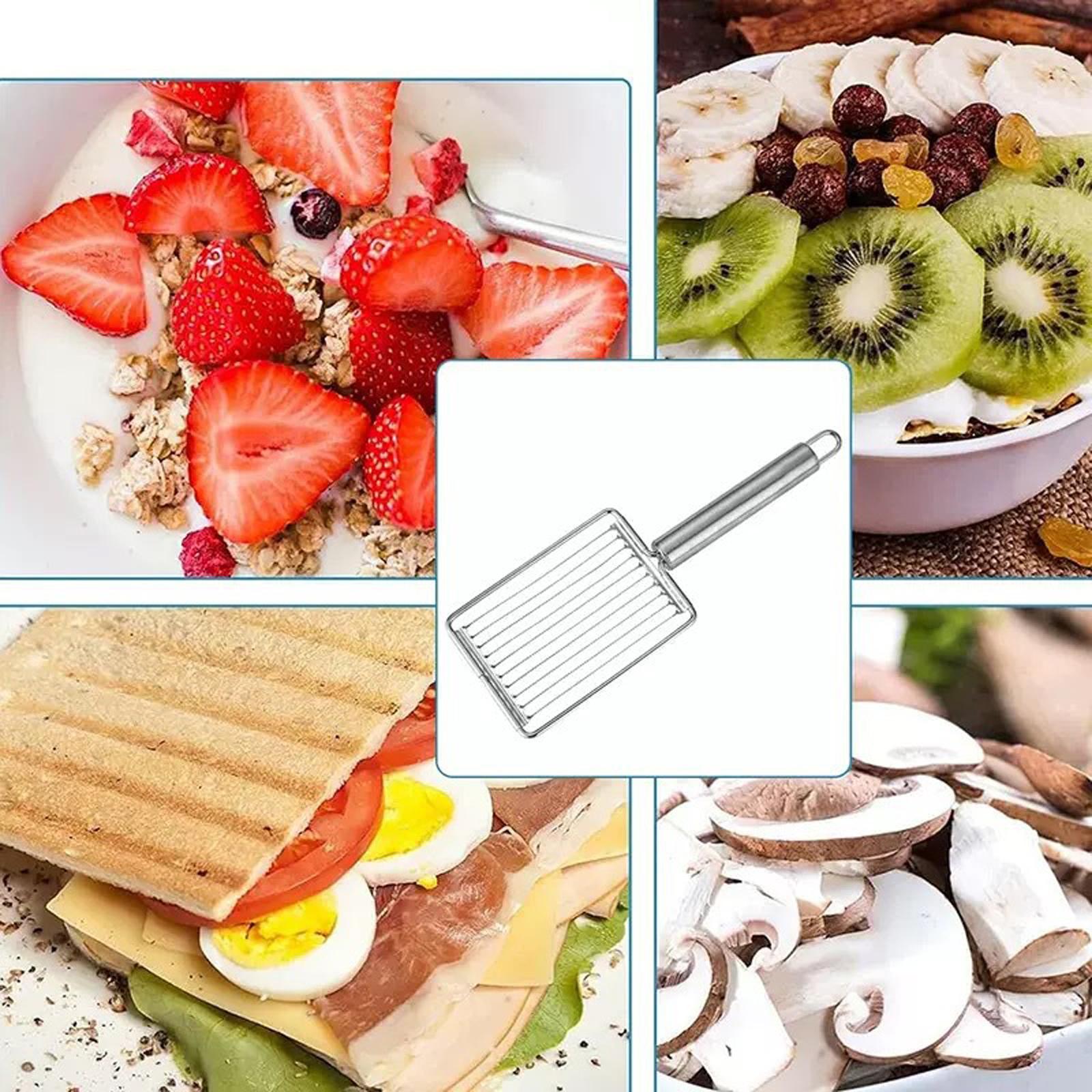 

Stainless Steel Handle Slicer Tomato Slicer Ham Slicer Kitchen Food Cutter Slicing Tool for Evenly Cutting Fruits Vegetables and Meats one size срібний