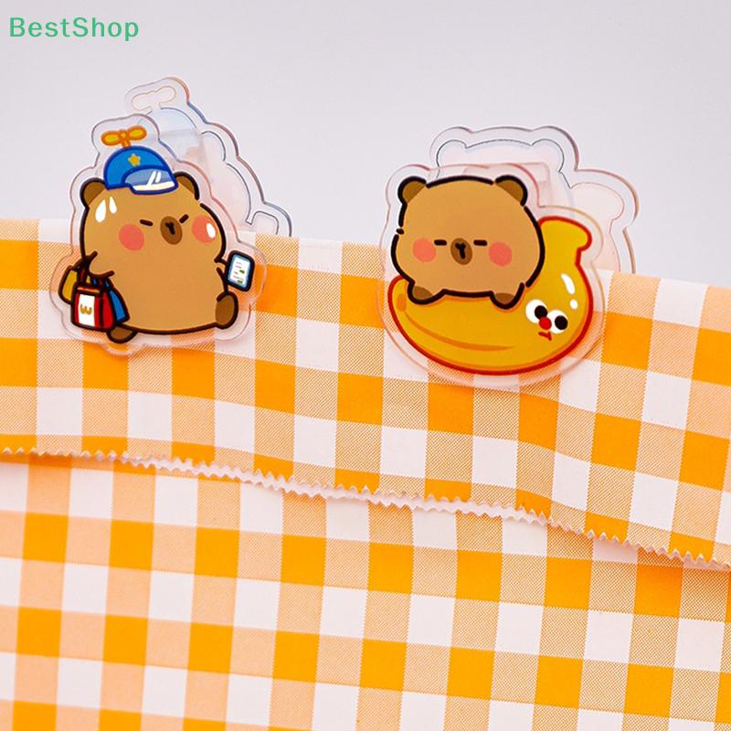 4Pcs Cute Capybara Double-Sided Memo Clip Acrylic Memo Holder Test Paper Clip Tidy Up Document Clip School Supplies