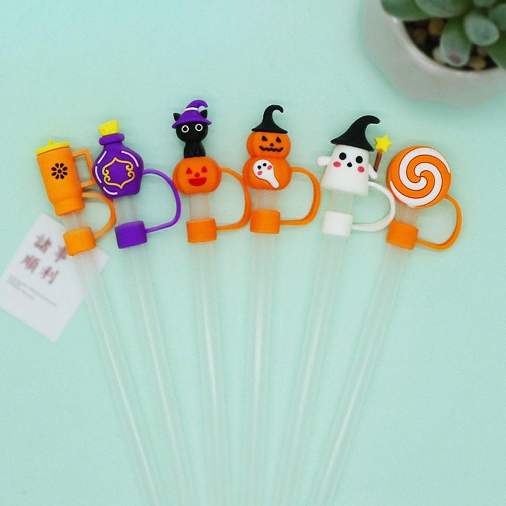 10mm Cute Halloween Straw Cap Silicone Splash-proof Straw Tips Cover Reusable Straws Accessories Straw Stoppers