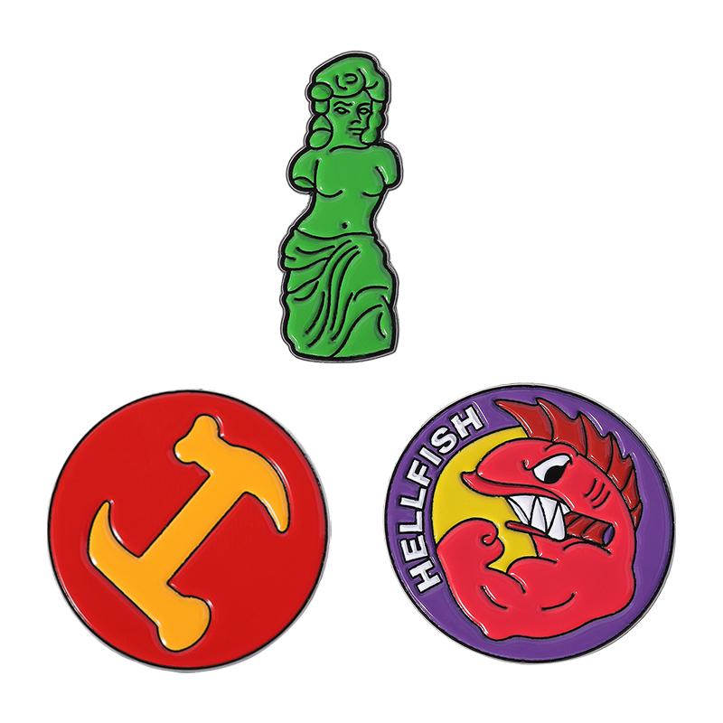 Cartoon Comedy Animation Enamel Pin Flying HellFish Gummy Venus Metal Brooches Lapel Backpack Badge Jewelry Gifts For Friends