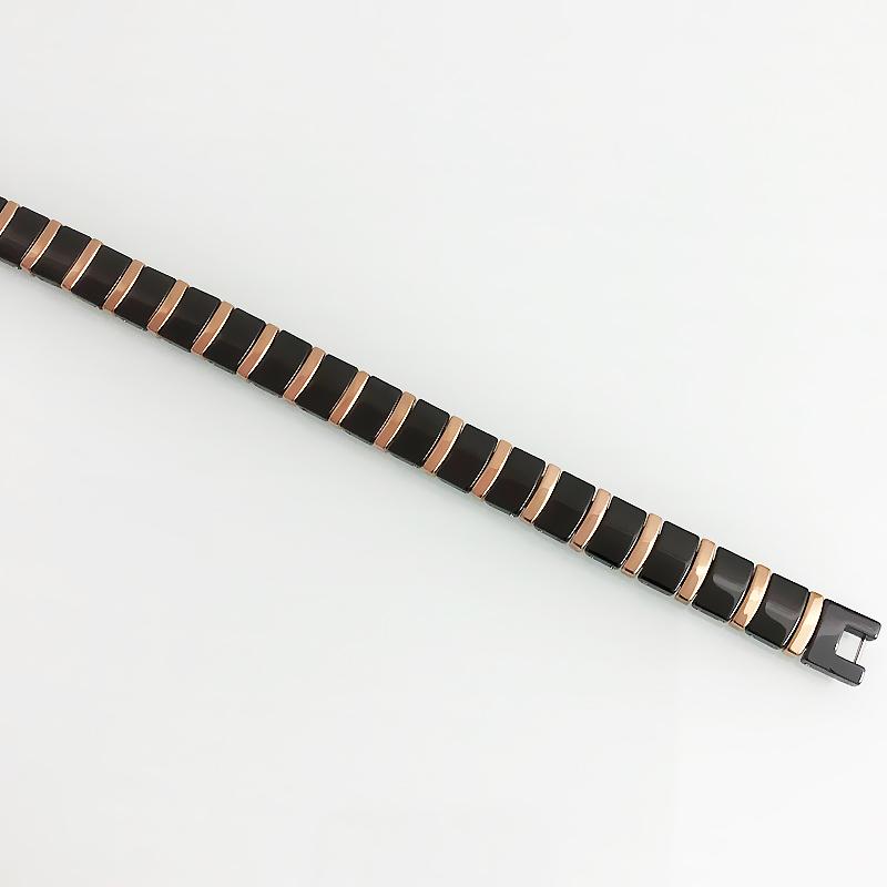 Rose Gold Color Steel White/Black Ceramic Chain Link Bracelet for Men Women Bio Germanium Magnetic Wristband Femme Jewelry