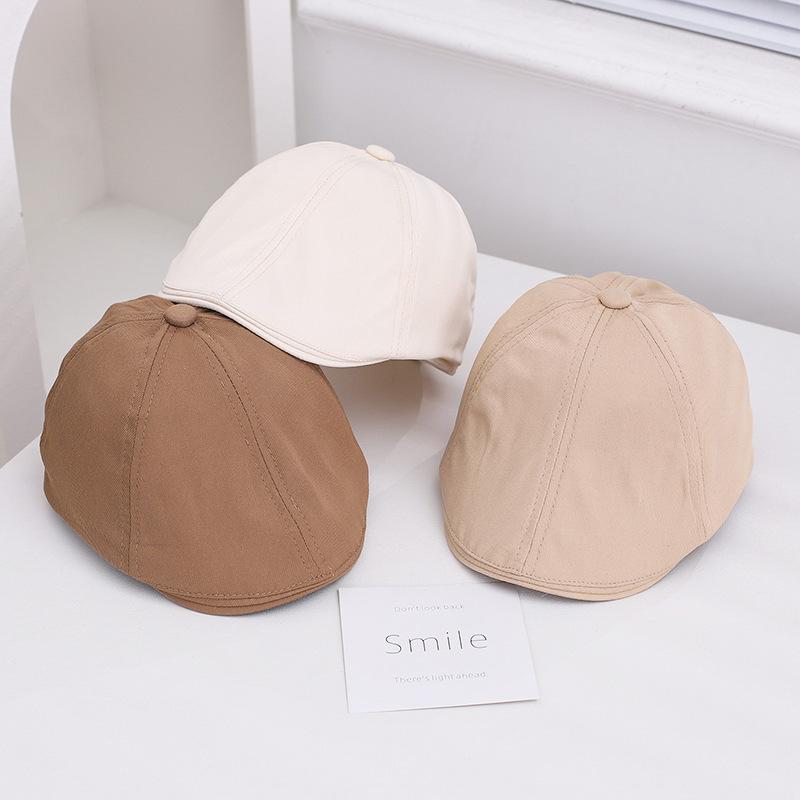 Solid Color Girls' Simple Trendy Boys' Autumn Children's Street Style Baby Hat, Cool and Stylish Hat, Trendy Beret